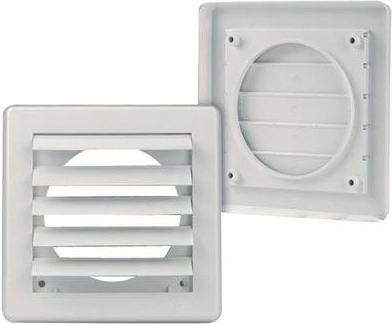 Ventilation gravity grille 175 × 175 mm for 125 mm duct – white