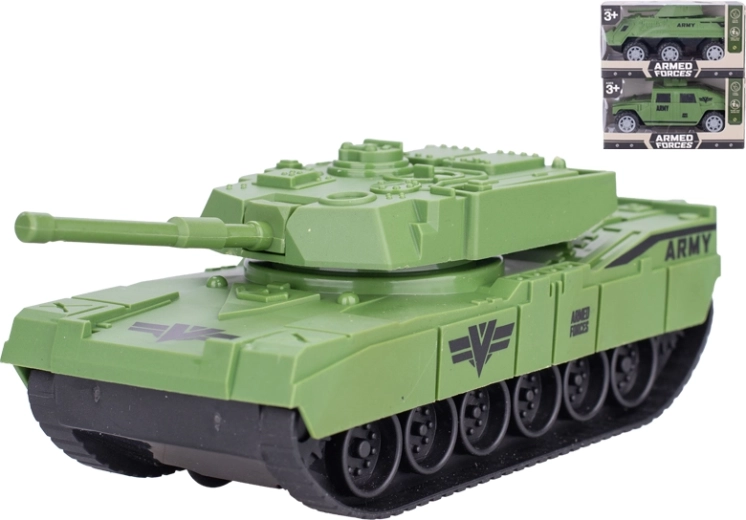 Friction-powered military vehicles 13–14 cm – tank, armored personnel carrier and off-road car