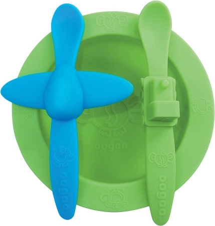 Oogaa Green-Blue Children's Silicone Tableware Set