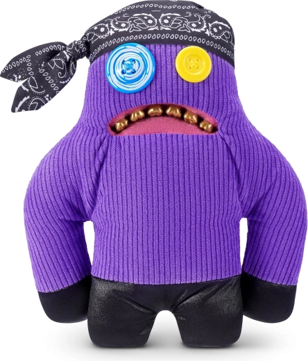 Плюшена играчка Fuggler Sasquoosh, лилава, с бандана и златни зъби, 22 см