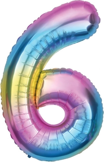 Rainbow Foil Balloon Number 6