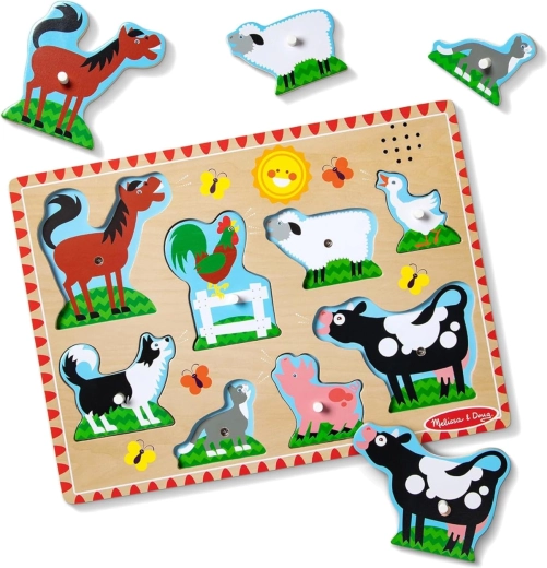 Melissa & Doug Wooden Farm Animal Sound Puzzle
