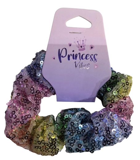 PINK hair elastic scrunchie with sequins - 1 piece