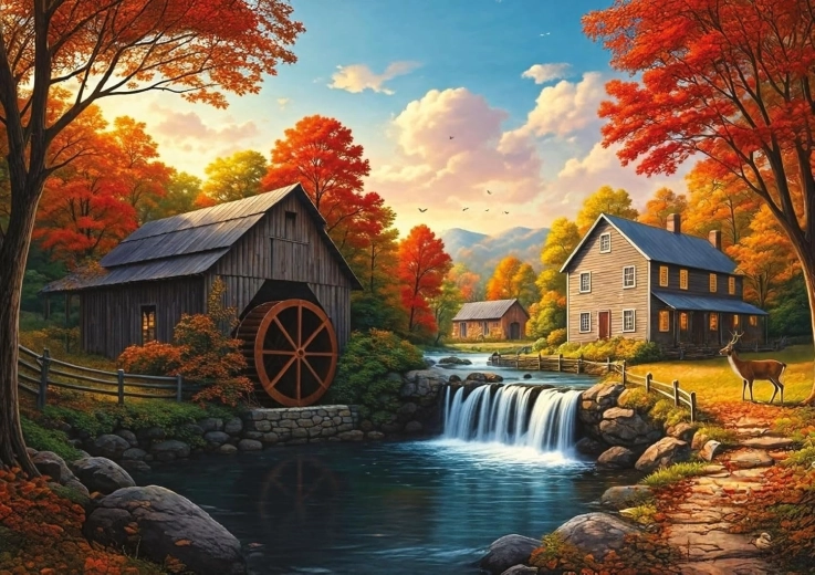 Deer at the Weir Puzzle 1000 Pieces
