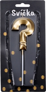 Златна парти свещ във форма на въпросителен знак