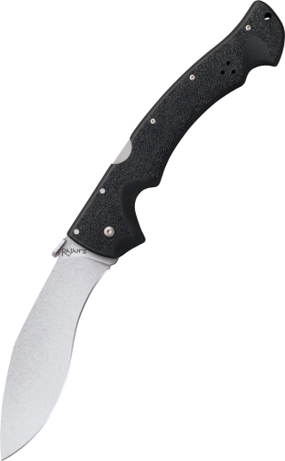 Cold Steel Rajah II folding pocket knife, stonewash blade, black Griv-Ex handle