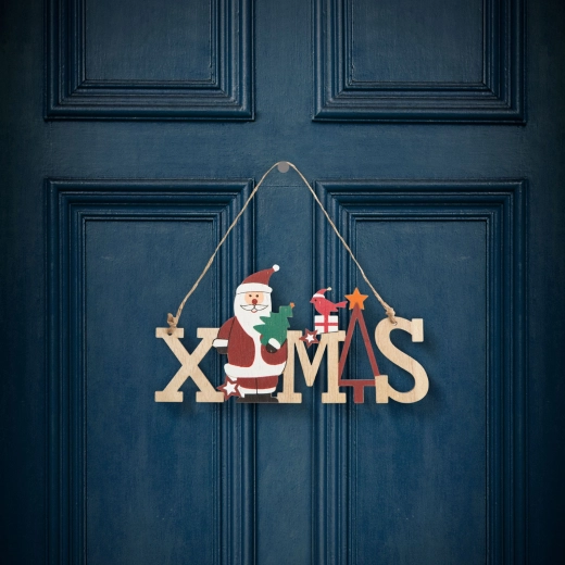 Wooden Christmas Decoration Saint Nicholas with Hanging Loop 17 × 9 cm