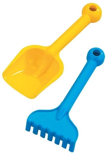 Small shovel and rake set for sand