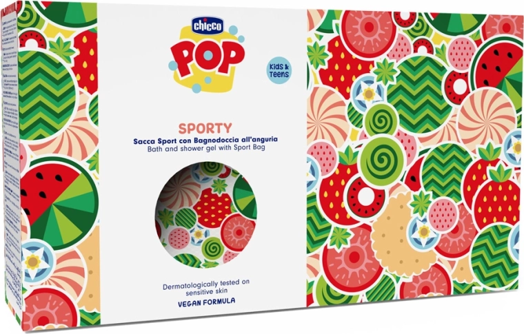 Chicco POP душ-гел и гел за вана Watermelon splash 300 ml със спортен несесер