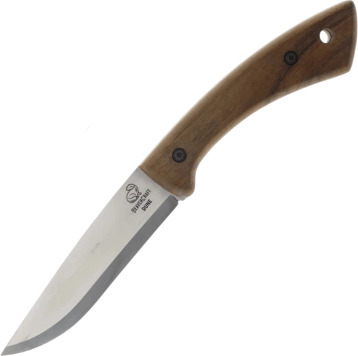 Beavercraft BSH1 Bushcraft Dune knife with walnut handle and leather sheath