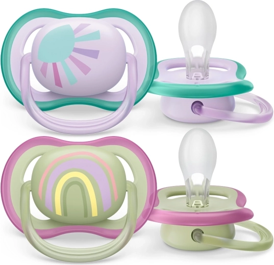 Philips AVENT залъгалка Ultra Air Дъга за момичета 0–6 месеца, 2 броя