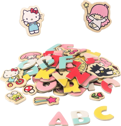 Hello Kitty magnetic letters and pictures – educational wooden set for children (75 pcs)