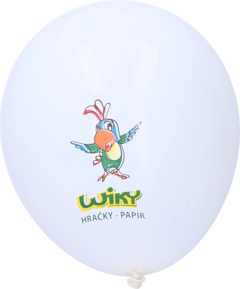 Бял надуваем балон с печат WIKY 30 см, 100 бр.