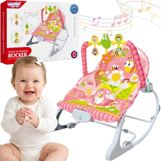 Woopie Baby розово вибриращо бебешко шезлонг-люлка с арка