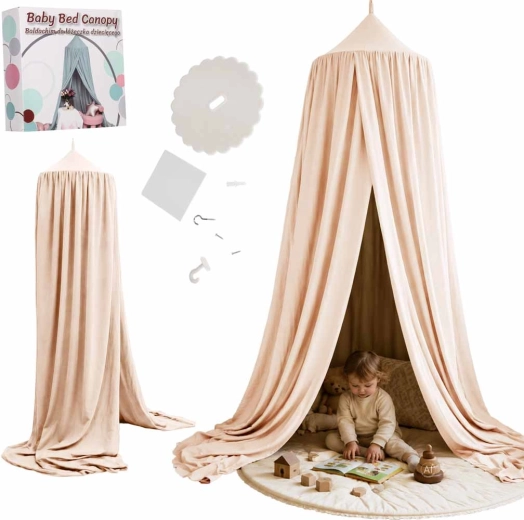 Children’s bed canopy, boho beige