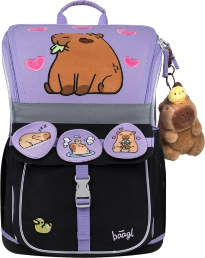 Ученическа раница тип актовка Baagl Zippy с мотив капибара