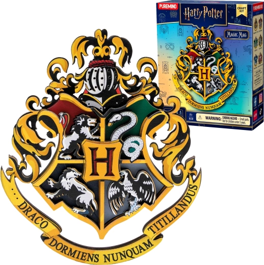 Puremind Harry Potter сглобяем дървен 3D пъзел – магнит (Хогуортс, изненада) - 1 брой