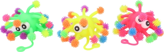 Цветна подскачаща топка с очи 11 см