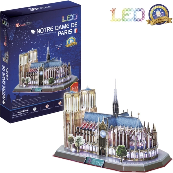 Светещ 3D пъзел Катедралата Нотр Дам – 149 части