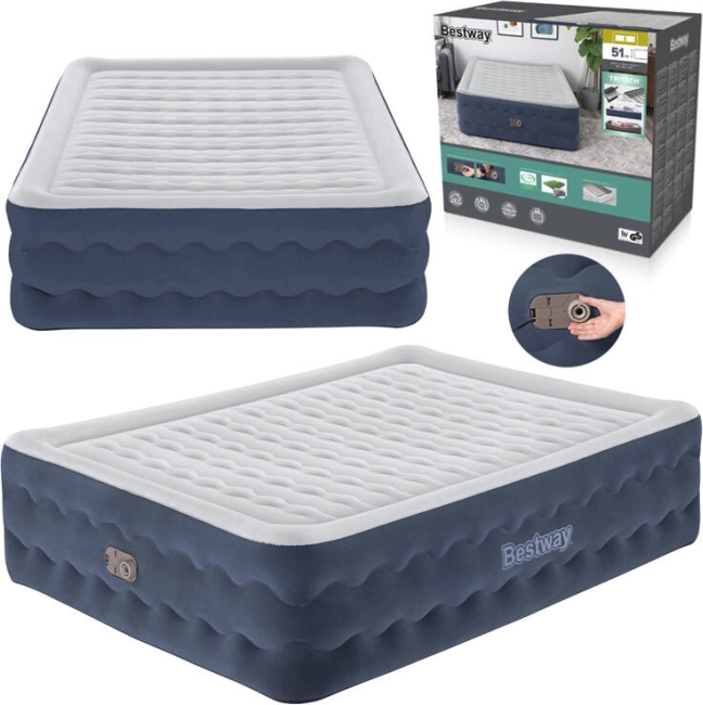 Bestway надуваем матрак Queen Tritech с вградена помпа 203 × 152 × 51 см