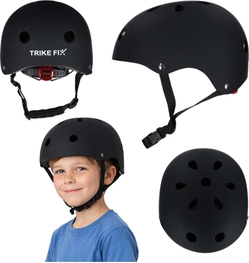 Детска велосипедна каска TRIKE FIX с LED, размер S 48–54 см, черна