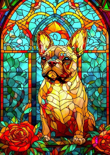 ENJOY Stained Glass French Bulldog Puzzle, 1000 Pieces
