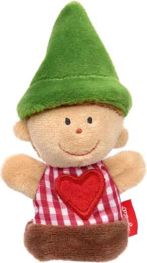 Sigikid plush finger puppet gnome with a heart