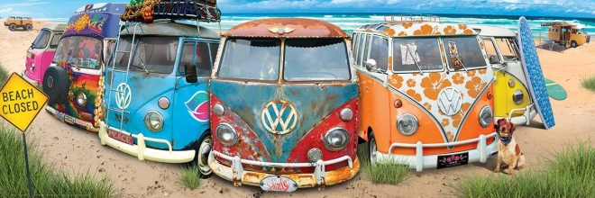 Panoramic Puzzle Colorful Buses 1000 Pieces