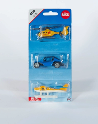 SIKU action set: buggy, helicopter and seaplane