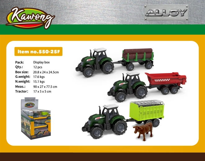 Tractor with Trailer metal/plastic 17 cm