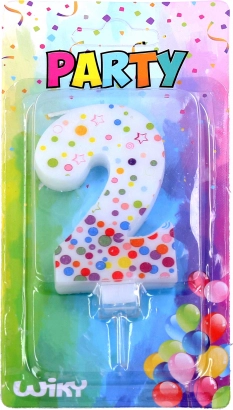 Парти свещ цифра 2 на точки