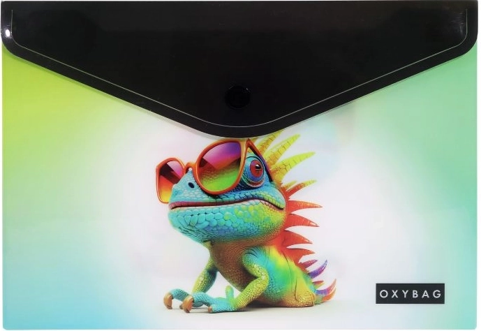 Папка с копче A5 OXYBAG Crazy Animals – хамелеон