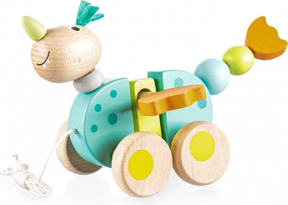 Дървена дърпана играчка драконче