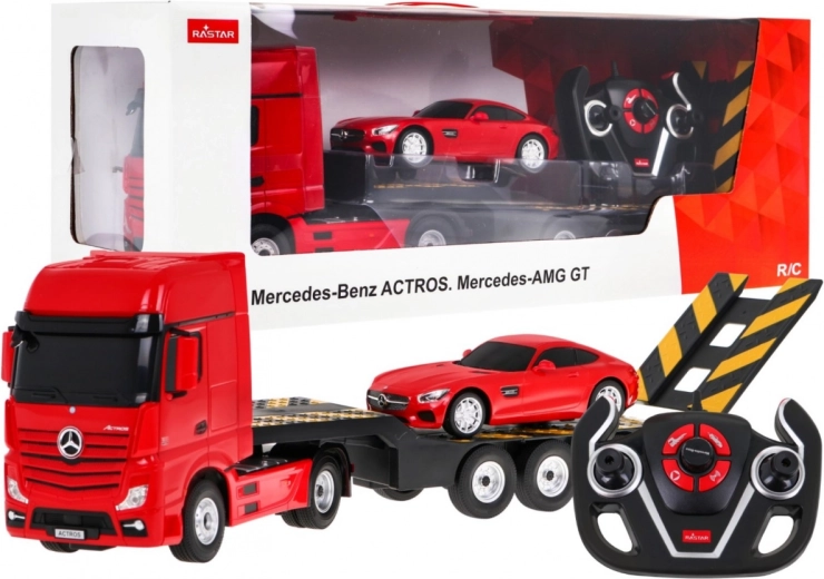 RC камион Mercedes-Benz Actros с ремарке 1:26 + Mercedes‑AMG GT 1:24
