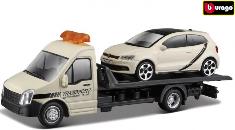Bburago Street Fire транспортно превозно средство с платформа и VW Polo GTI Mk5 1:43