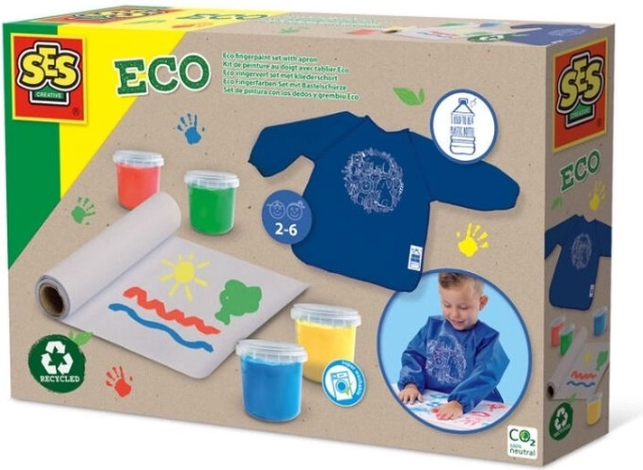 SES eco finger paint set with apron and paper roll