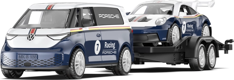 Siku Super VW ID. Buzz с ремарке и Porsche 911 GT3 RS