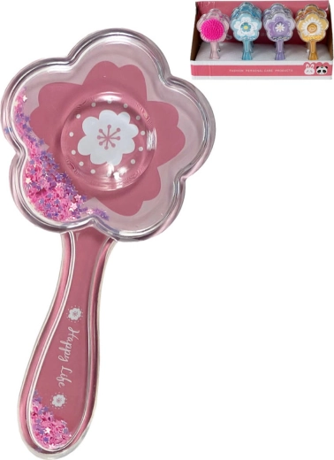 Children’s hair brush with confetti in a paw shape - 1 piece