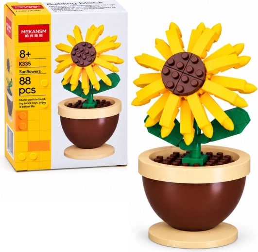 Mini Sunflower in a Pot Building Set, 88 Pieces