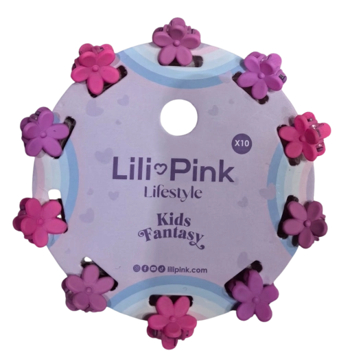PINK set of flower hair clips pink and purple (10 pcs)