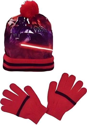Star Wars шапка и ръкавици в червен цвят