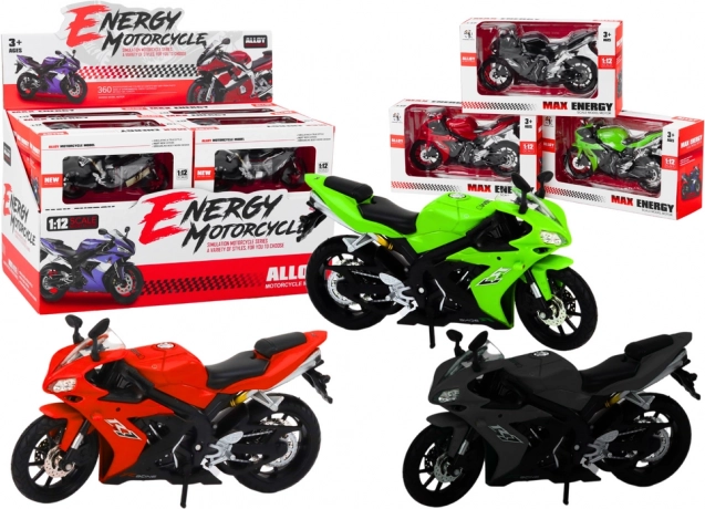 Спортен мотоциклет 1:12 – метален модел с управляемо кормило