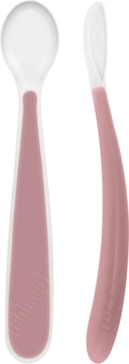 Chicco силиконова лъжичка Soft розова 2 бр., 6м+