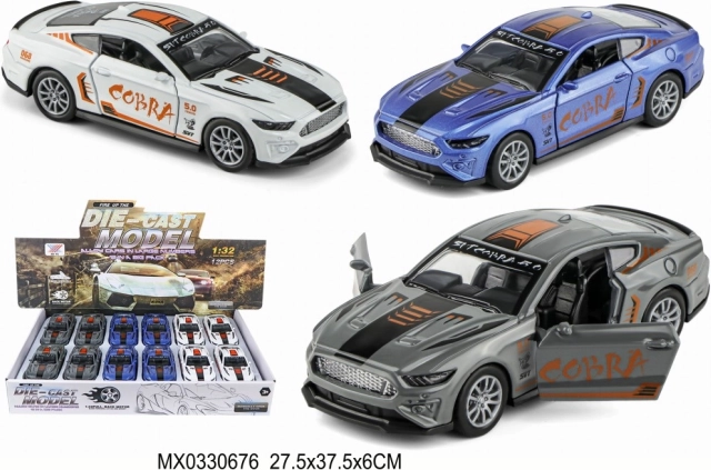 Sporty metal toy car 1:32 with pull-back drive