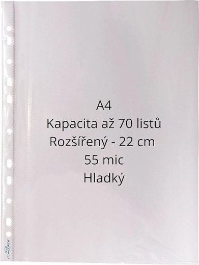 Джоб за документи CONCORDE A4 прозрачен, гладък, 55 микрона, 100 бр.