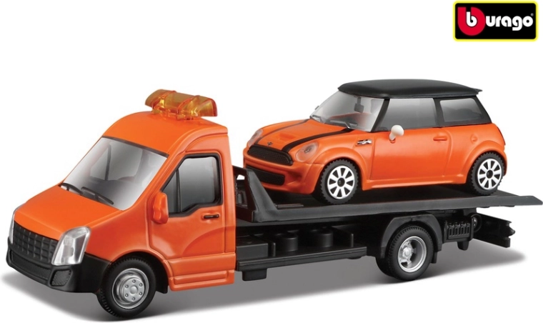 Транспортен камион с платформа и MINI COOPER S 1:43 от Bburago Street Fire