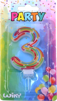 Парти свещ цифра 3 с райета