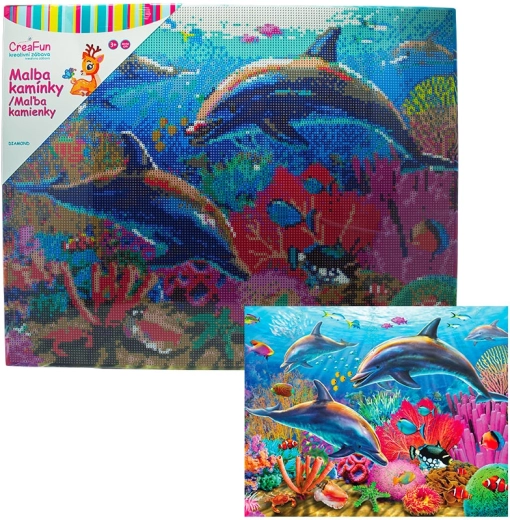 Диамантено рисуване – делфини 40 × 50 см