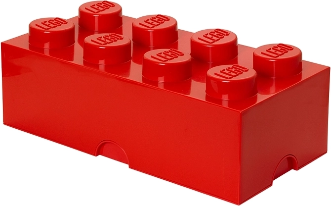 Кутия за съхранение във формата на LEGO кубче, 8 пъпки, червена