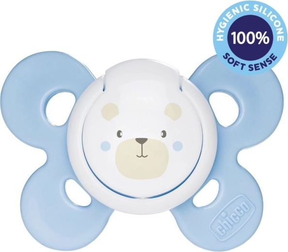 Chicco залъгалка Physio Comfort, силикон 2–6 месеца, за момчета – мече